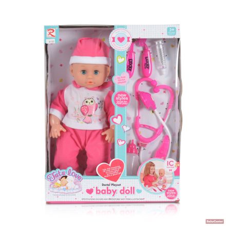 MONI Tutu love Baby Doll játékbaba 36cm doktor szett - PINK
