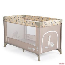   MONI SAFARI utazóágy egy szintes, kibúvó résszel - ÁLLATMINTÁS BÉZS