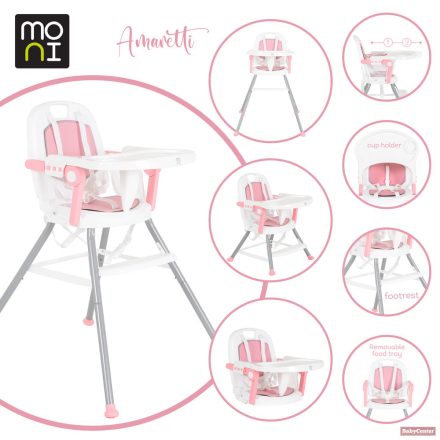 Cangaroo-Moni Amaretti 3in1 szétszedhető etetőszék - pink
