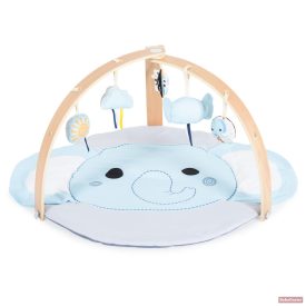   JÁTSZÓSZŐNYEG plüss, fa játékhíddal, összecsukható KEREK ELEFÁNT