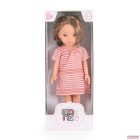 Moni Toys BABA 33 cm hajasbaba csíkos ruhás, barna 