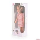 Moni Toys BABA 33 cm hajasbaba csíkos ruhás, barna 