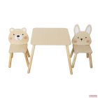 MONI fa natúr kisasztal 2 székkel - MACI és nyuszi