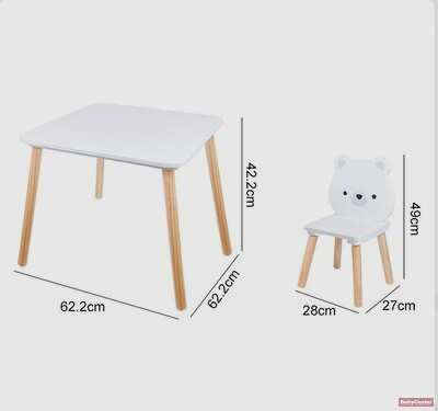 MONI fa natúr kisasztal 2 székkel - MACI és nyuszi