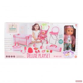 BABA játékszett 36 cm LÁNY babával delux playset PINK