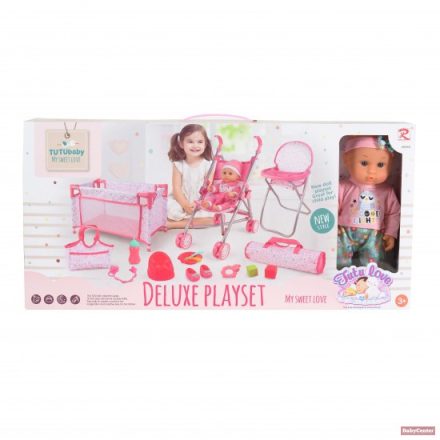 BABA játékszett 36 cm LÁNY babával delux playset PINK