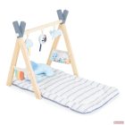 JÁTSZÓSZŐNYEG plüss, fa játékhíddal, összecsukható SZÖGLETES Sahara 