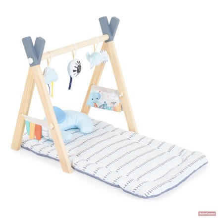 JÁTSZÓSZŐNYEG plüss, fa játékhíddal, összecsukható SZÖGLETES Sahara 