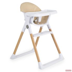   Cangaroo-Moni ALMOND etetőszék bőr ülés fa lábakkal - BÉZS