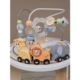   MONI készségfejlesztő fa activity vonatos asztalka - ÁLLATOS