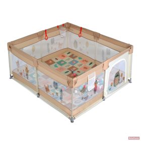   Moni GAMEZONE összecsukható járóka játszószőnyeggel, 60db labdával (120×120 cm) - bézs