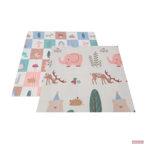 Moni GAMEZONE összecsukható járóka játszószőnyeggel, 60db labdával (120×120 cm) - bézs
