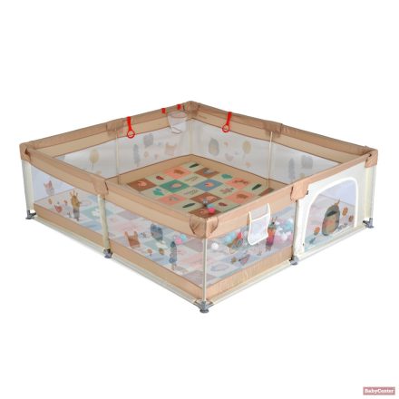 Moni GAMEZONE összecsukható járóka játszószőnyeggel, 60db labdával (150×200 cm) - bézs