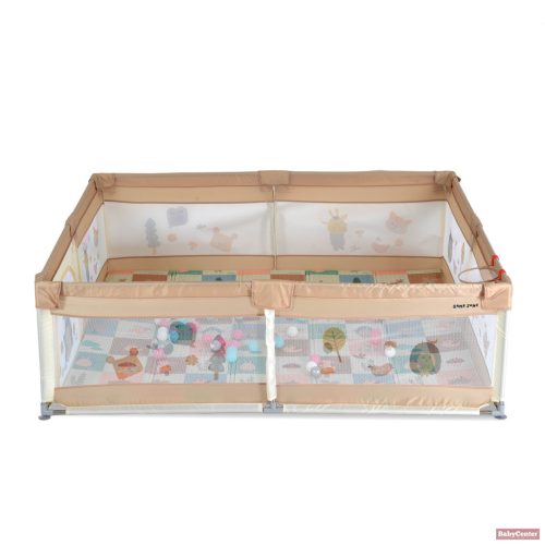 Moni GAMEZONE összecsukható járóka játszószőnyeggel, 60db labdával (150×200 cm) - bézs