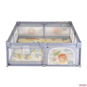   Moni GAMEZONE összecsukható járóka játszószőnyeggel, 60db labdával (150×200 cm) - szürke