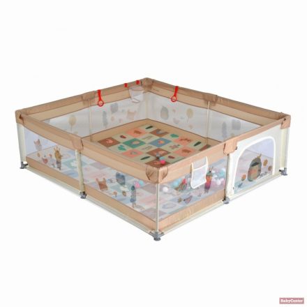 Moni GAMEZONE összecsukható járóka játszószőnyeggel, 60db labdával (180×200 cm) - bézs