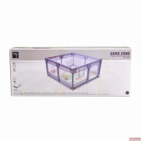 Moni GAMEZONE összecsukható járóka játszószőnyeggel, 60db labdával (180×200 cm) - bézs