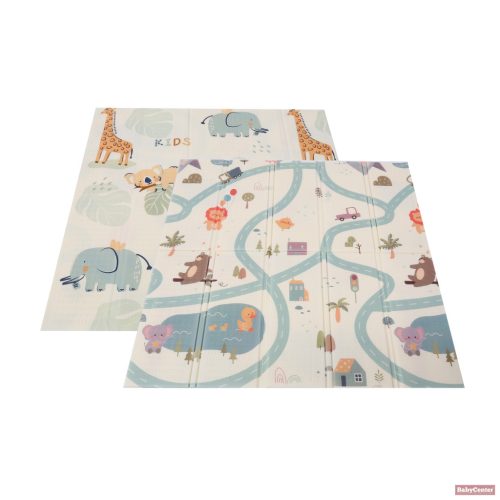 Moni GAMEZONE összecsukható járóka játszószőnyeggel, 60db labdával (180×200 cm) - szürke