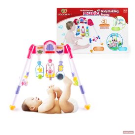   Baby Mix DeLuxe zenélő fejlesztő babatornáztató állvány - pink