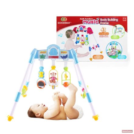 Baby Mix DeLuxe zenélő fejlesztő babatornáztató állvány - kék