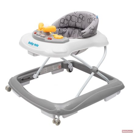 Baby Mix bébikomp kormánykerékkel,szilikon kerekekkel (szürke)
