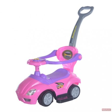 Baby Mix bébitaxi Mega car zenélő, szülőkormányos - rózsaszín