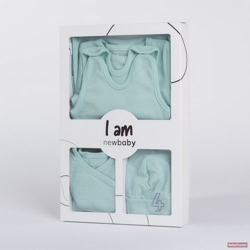 New Baby  "I AM" 4-részes baba együttes újszülötteknek - kék