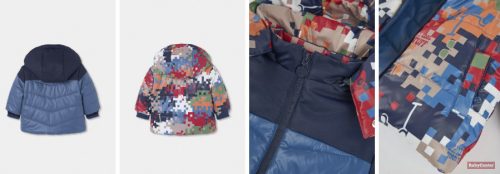 Boboli prémium kifordíthatós téli kabát /kék-mintás/