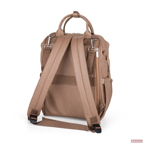 PETITE&MARS Pelenkázó táska bőr hátizsák babakocsihoz Jasper Camel Beige