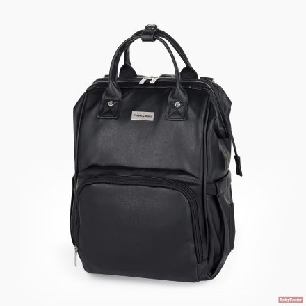 PETITE&MARS Pelenkázó bőr hátizsák babakocsihoz Jasper - Absolute Black