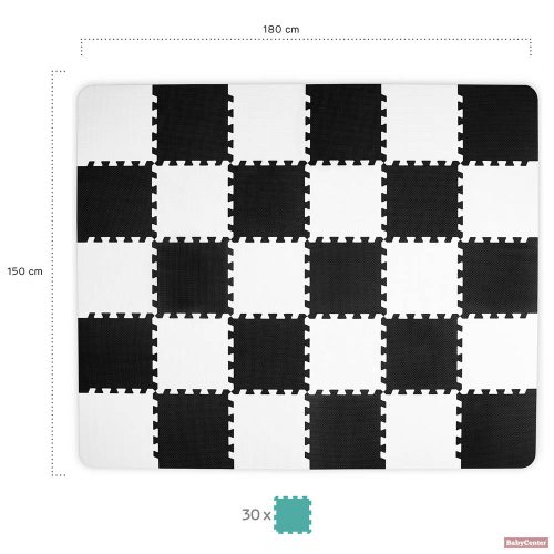 Kinderkraft Luno Puzzle habszivacs játszószőnyeg 180x150 cm (30db) black&white