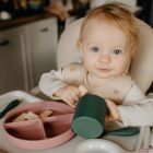 PETITE&MARS Szilikon osztott tányér, kerek Take&Match Desert Sand 6m+