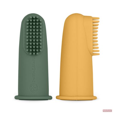 PETITE&MARS Szilikon ujjra húzható fogkefe szett - Ochre&Green 2db 0m+