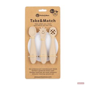   PETITE&MARS Take&MatchSzilikon gyakorló kanál szett 6m+ 3db - Desert Sand 