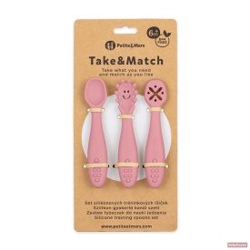   PETITE&MARS Take&MatchSzilikon gyakorló kanál szett 6m+ 3db - Desert Rose