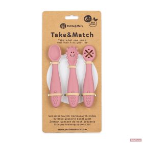   PETITE&MARS Take&MatchSzilikon gyakorló kanál szett 6m+ 3db - Desert Rose