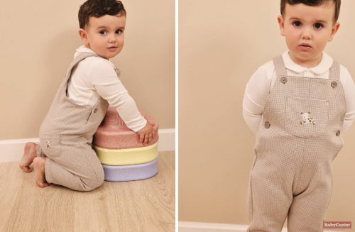 Boboli prémium babaruha szett hímzett kiskutyával /bézs/
