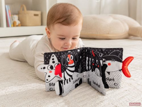 Zopa kontrasztos,szenzoros fejlesztő plüsskönyv-panda