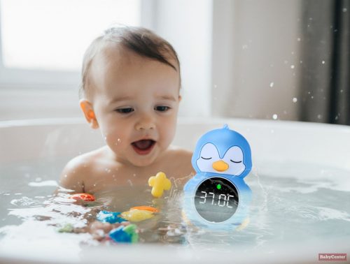 ZOPA Szilikon digitális szoba-és vízhőmérő éjjeli fény 3 az 1-ben – Penguin