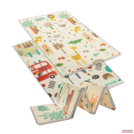 Zopa kétoldalas, összecsukható habszivacs játszószőnyeg (szegett szegéllyel) 180×120 cm - savana