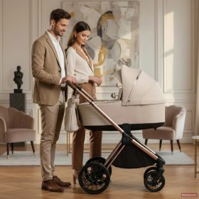   Adamex Bianco 4in1 multifunkciós babakocsi (Römer hordozóval,isofix bázistalppal) - Champagne Beige