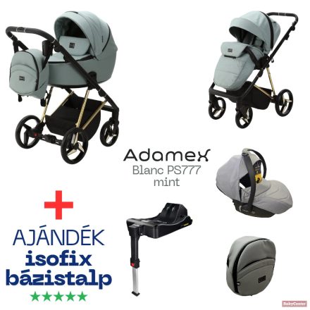 Adamex Blanc Premium Special Edition multifunkciós babakocsi 3in1 - menta,gold vázbetéttel /PS-777/