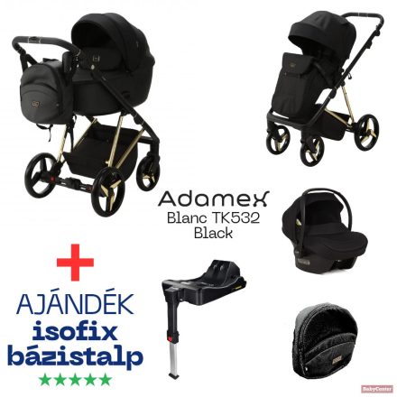 Adamex Blanc Premium multifunkciós babakocsi 3in1 - fekete /textil/gold vázbetéttel /TK-532/