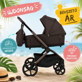   Adamex Como 2in1 premium multifunkciós babakocsi összecsukható mózeskosárral - Chocolate brown