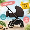 Adamex Como 4in1 premium multifunkciós babakocsi összecsukható mózeskosárral (Römer hordozóval,isofix bázistalppal) - Chocolate brown