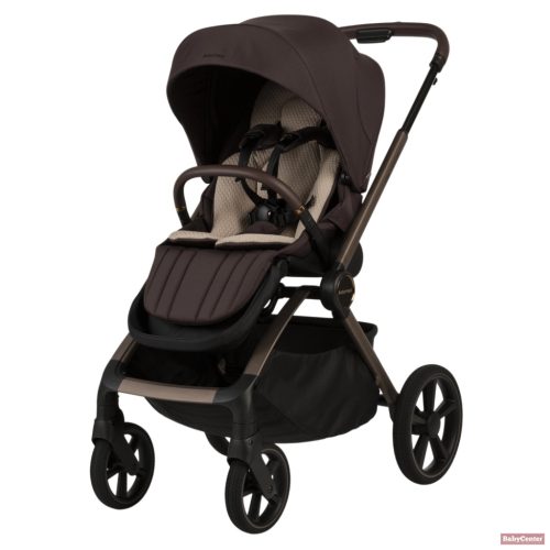 Adamex Como 4in1 premium multifunkciós babakocsi összecsukható mózeskosárral (Römer hordozóval,isofix bázistalppal) - Chocolate brown