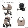 Adamex DOLCE Natura Premium babakocsi 4in1 szettben (Römer Safe Pro dönthető hordozóval és forgatható bázistalppal) - SAND