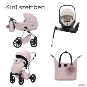   Adamex Quantum Star Premium babakocsi 4in1 szettben (Römer Safe PRO dönthető hordozóval és forgatható bázistalppal) - Rose Leather