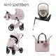 Adamex Quantum Star Premium babakocsi 4in1 szettben (Römer Safe PRO dönthető hordozóval és forgatható bázistalppal) - Rose Leather