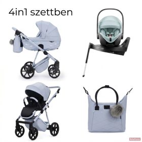  Adamex Quantum Star Premium babakocsi 4in1 szettben (Römer Safe PRO dönthető hordozóval és forgatható bázistalppal) - Sky Leather